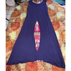 Neeru Kumar Navy Blue Handwoven Tank Midi Bohemian Dress S